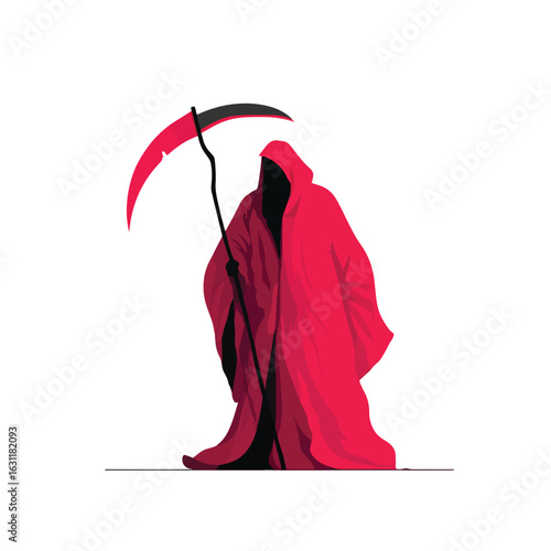 grim reaper isolated in White Background, grim reaper vector, Flat lay vector illustration