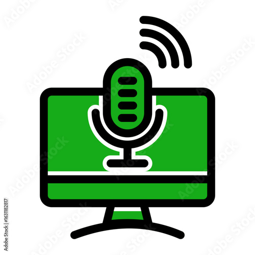 Digital Podcast Studio Icon from Podcast Collection (Solid Color Lineal Style)