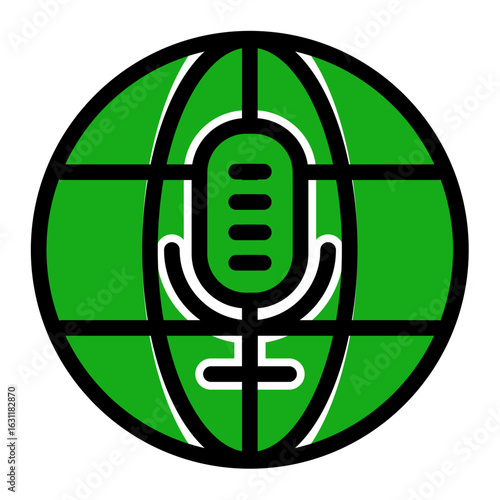 International News Podcast Icon from Podcast Collection (Solid Color Lineal Style)