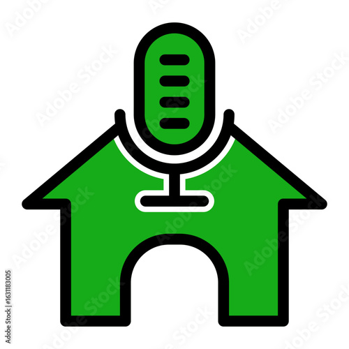 Podcast Production Home Icon from Podcast Collection (Solid Color Lineal Style)