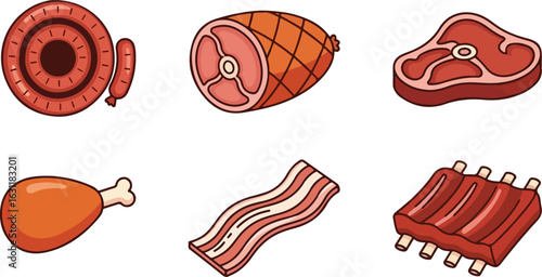 Various meat cuts illustration graphics design