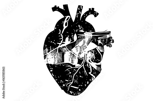 Vector Detailed anatomical heart with branching vessels.