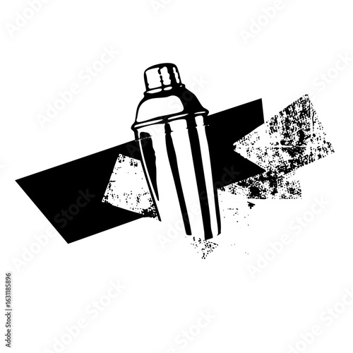 Vector Stylized cocktail shaker with distressed banner.