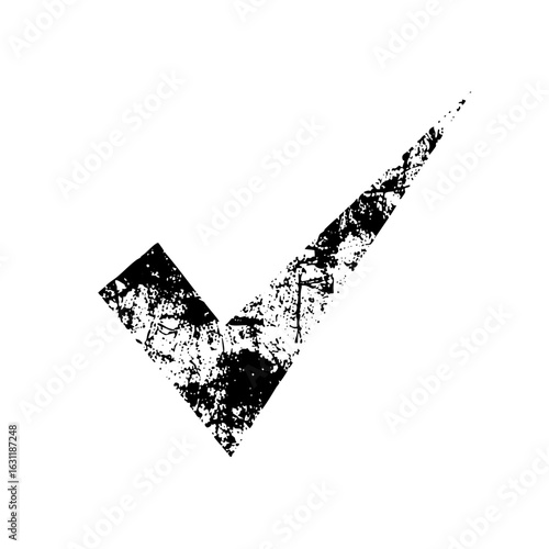 Vector Distressed check mark represents completion and validation.
