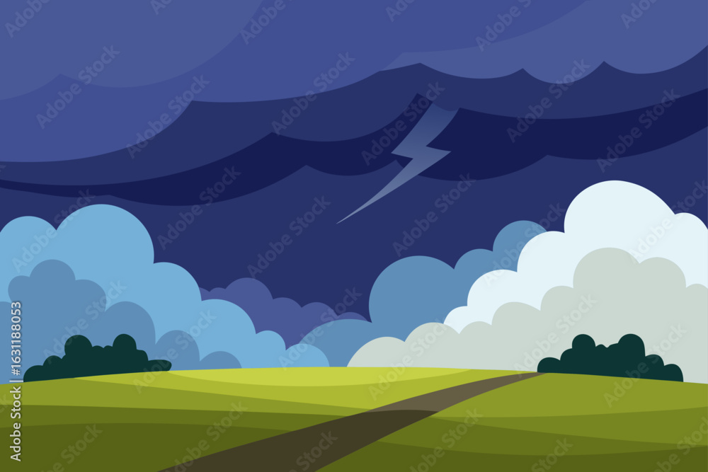 Fototapeta premium summer storm clouds over open landscape dramatic sky