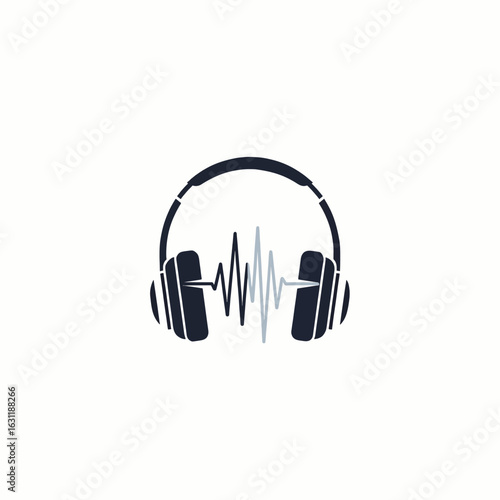 Modern Headphone and Audio Wave Logo