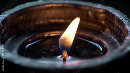 Wallpaper Mural Warm Candle Flame Glowing In Pewter Holder Against Dark Background Casting Soft Light For Serene Atmosphere Close Up Torontodigital.ca