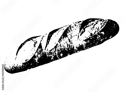 Vector Detailed of a crusty baguette loaf.