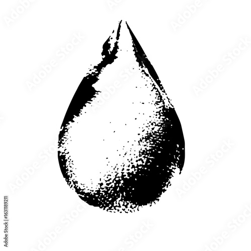 Vector Abstract droplet with a textured grunge effect.
