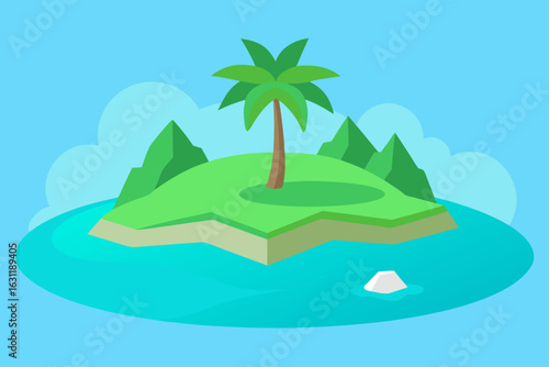 tropical island with crystal clear lagoon paradise