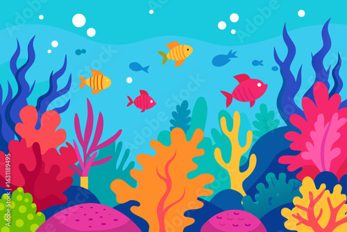 vibrant coral reef under tropical sea underwater life