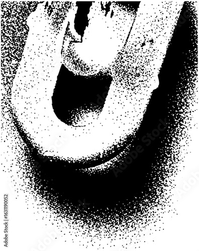 Vector Smiling face with open mouth and detailed texture.
