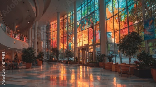 Wallpaper Mural Modern, vibrant lobby with stained glass Torontodigital.ca