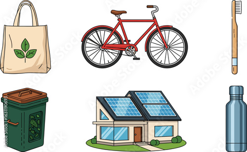 Eco-friendly items and sustainable living concepts