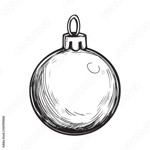 Christmas ball outline and silhouette icon set. Decoration for christmas tree.  