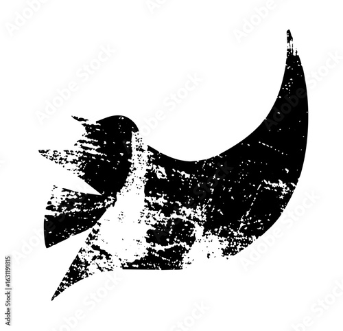 Vector Abstract black bird silhouette in flight conveys freedom.