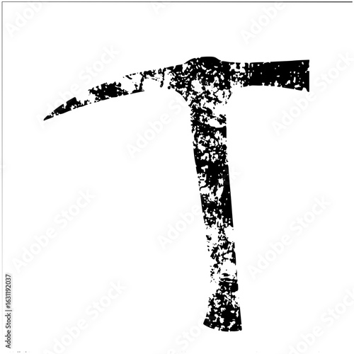 Vector Distressed pickaxe depicts a rugged tool for excavation.