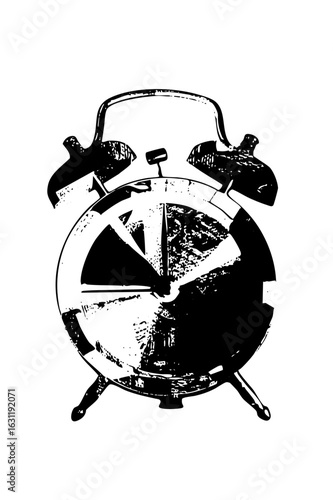 Vector Vintage alarm clock with detailed hands