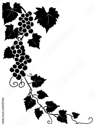 Grape vine decoration border silhouette