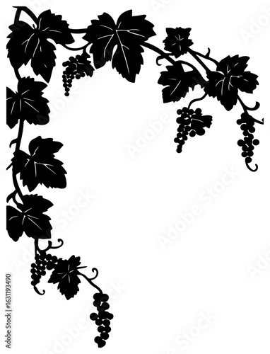 Grape vine decoration border silhouette