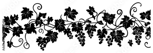 Grape vine decoration border silhouette