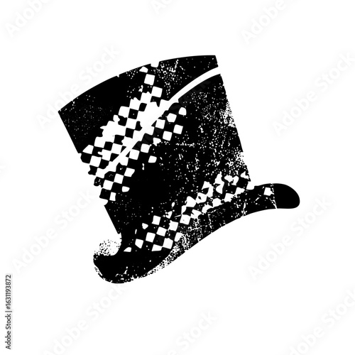 Vector Distressed top hat with pixelated disintegration effect.