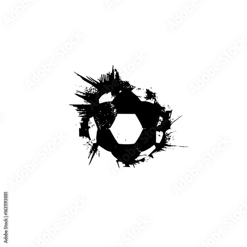 Vector Distressed geometric shape with fragmented edges.
