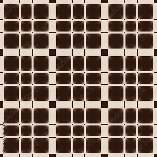 Seamless geometric pattern of black and white square tiles creates a striking backdrop