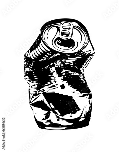 Vector Crushed aluminum can with pull tab