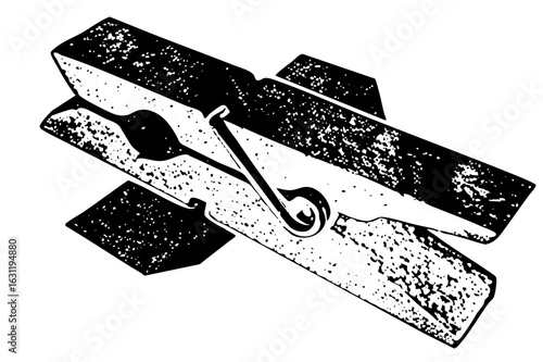 Vector Detailed wooden clothespin with spring mechanism