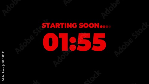 Starting soon Digital countdown clock timer in 2 minute to zero second. text number. Element for overlay concept. 4K footage motion video