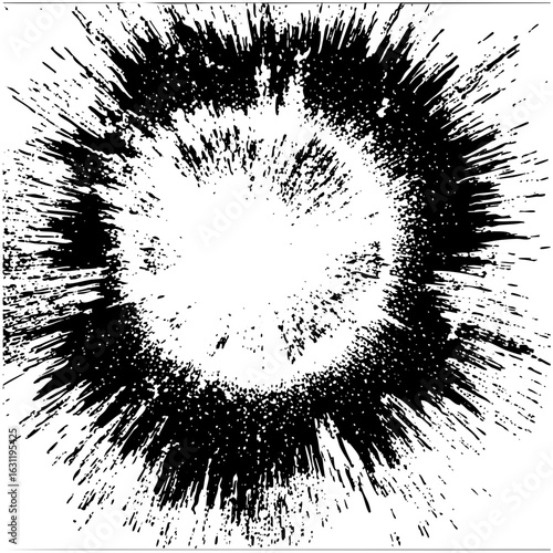 Vector Dynamic explosion burst with radiating lines and splatters.