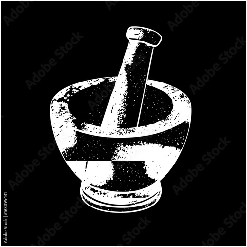 Vector Vintage mortar and pestle for apothecary concepts.
