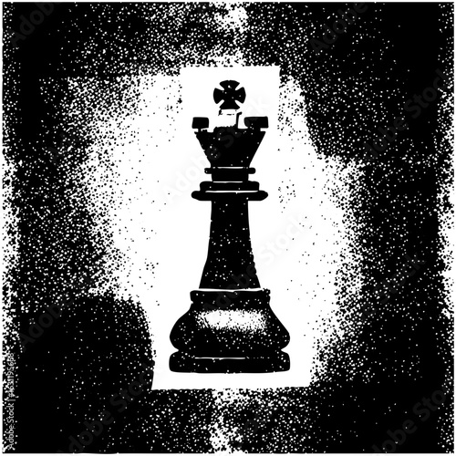 Vector Detailed black chess king on white background.