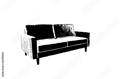 Vector Minimalist vector of a modern two-seater sofa.
