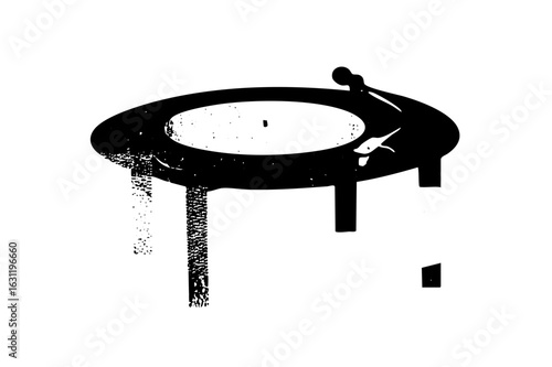 Vector Abstract turntable with a tone arm and record.