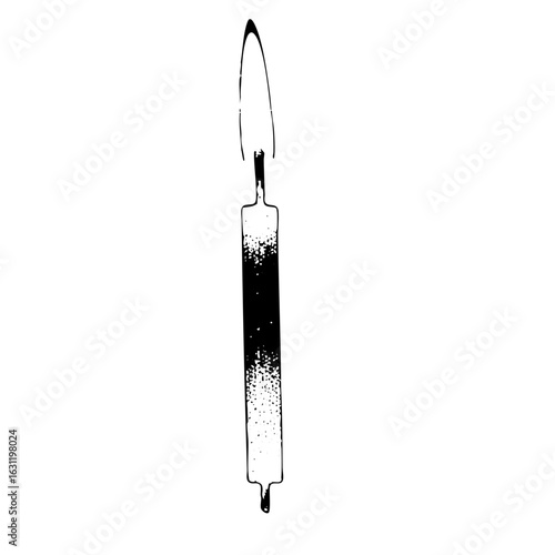 Vector Stylized medical scalpel with a textured handle.