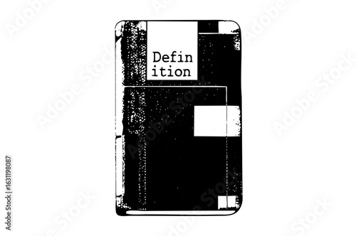 Vector Vintage floppy disk with Definition text label.