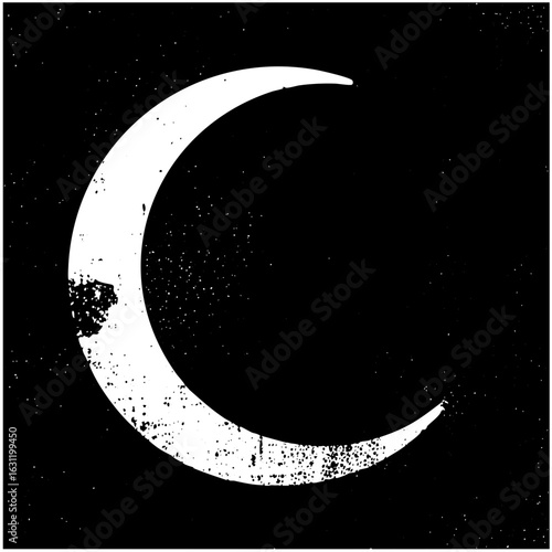 Vector Minimalist moon with textured details.