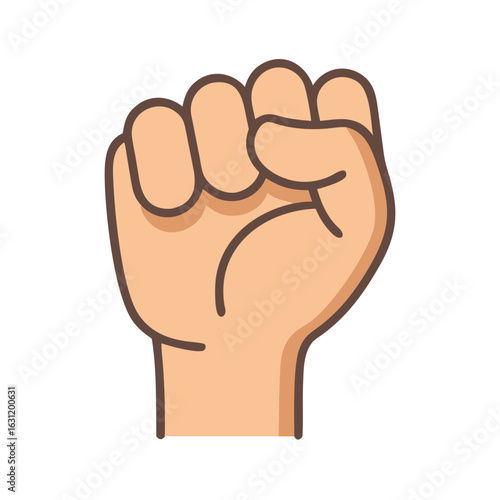 Raised clenched fist illustration in cartoon style