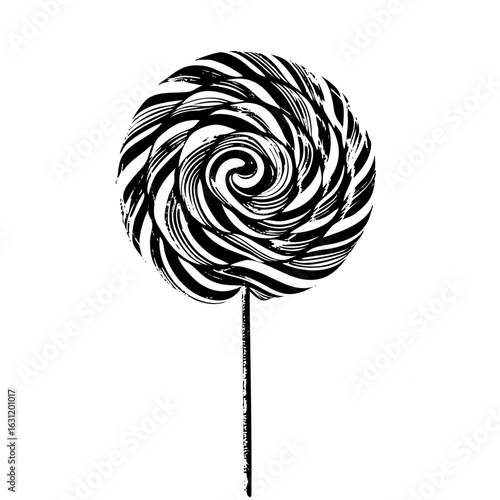 Vector Swirling striped lollipop with a stick.