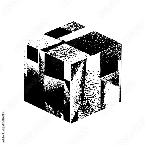 Vector Abstract geometric composition of fragmented cubes.
