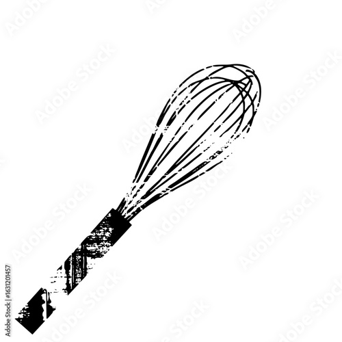 Vector Detailed of a kitchen whisk with a textured handle.