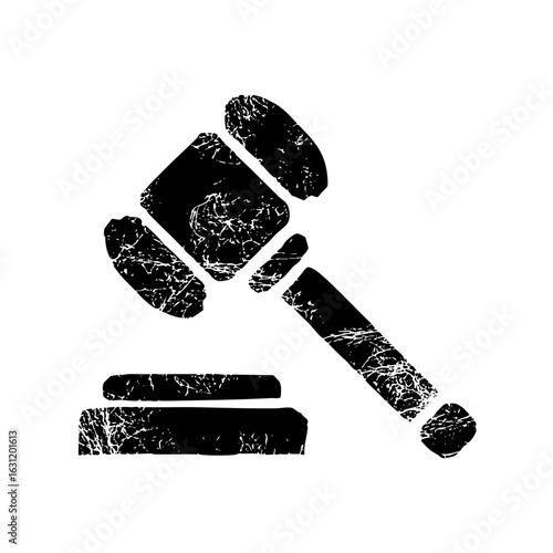 Vector Black gavel and sound block representing justice and law.