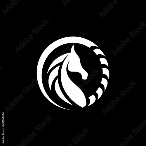 Minimal horse logo vector in black and white. Great for equestrian fashion, racing stables, vintage western labels, and bold branding.

