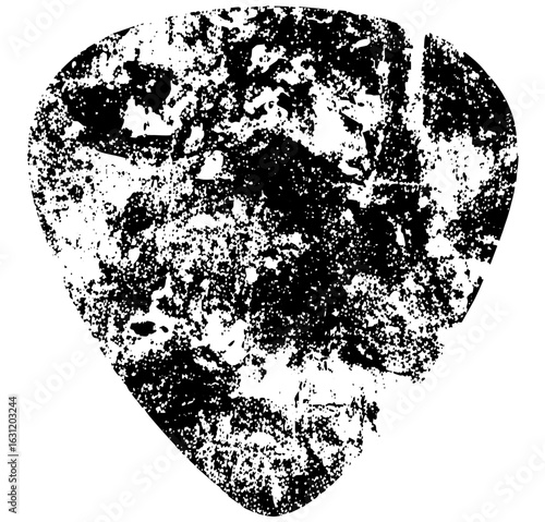 Vector Distressed guitar pick with a textured monochrome .