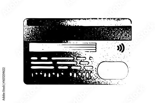 Vector Monochrome vector of a contactless payment card.