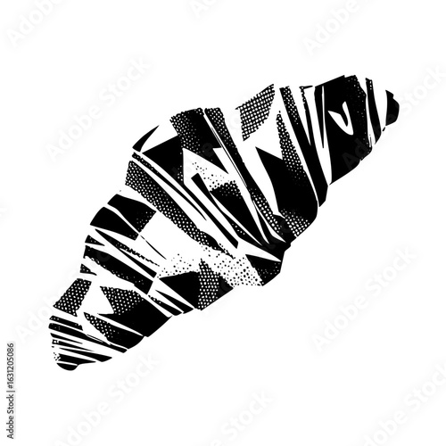 Vector Abstract croissant with halftone texture.