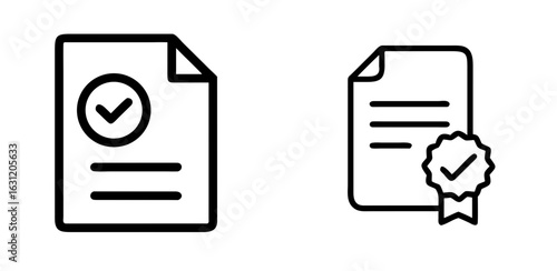 Document with Checkmark Badge Outline Icon