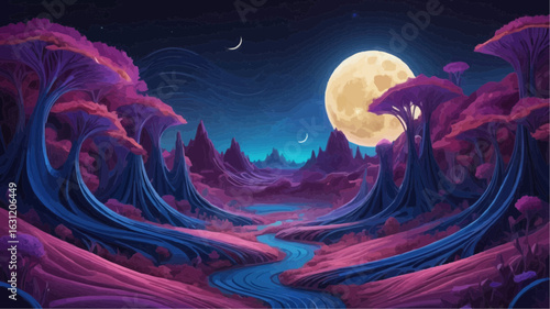 Night Bloom Over Lucid Terrain